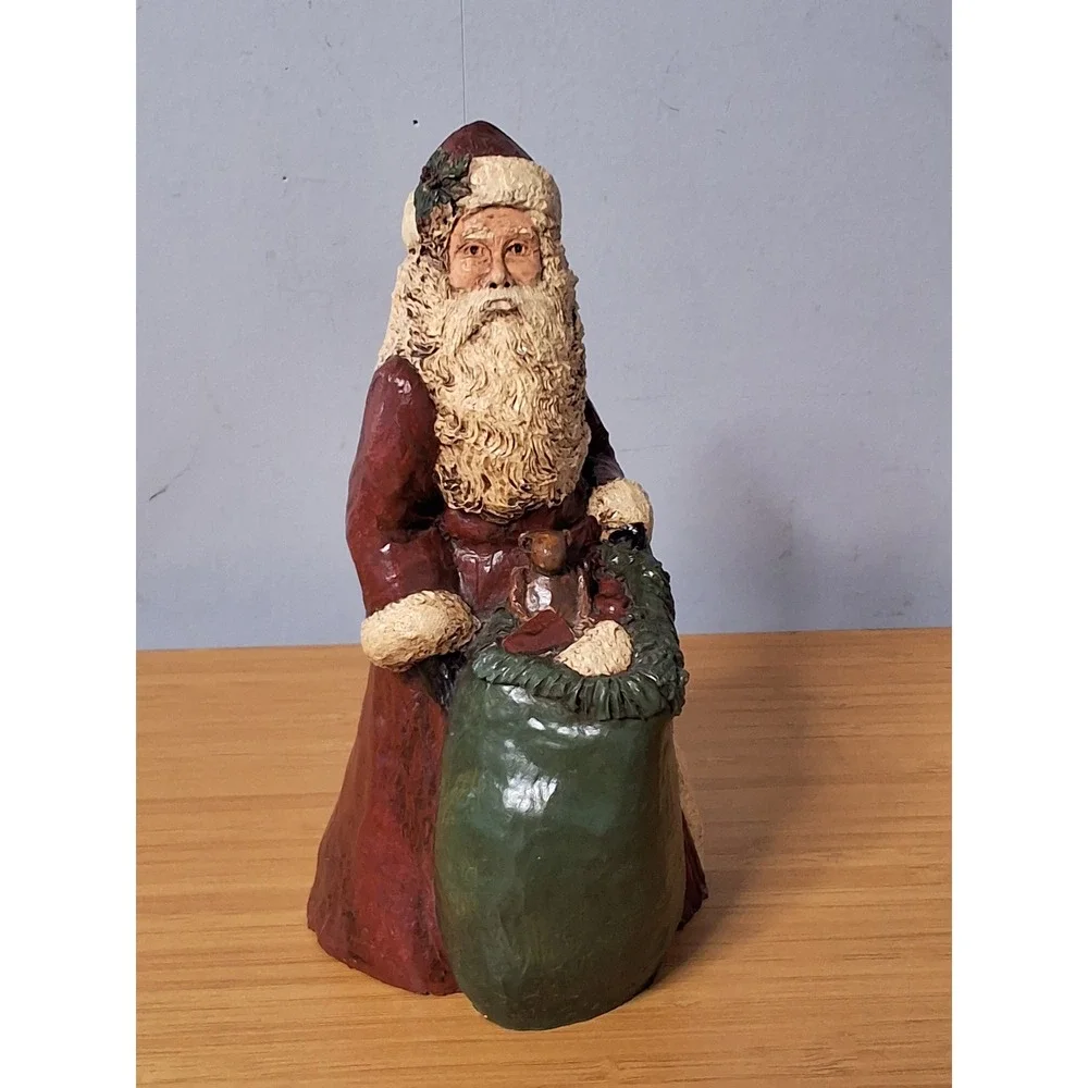 Vintage Betty Wolfe Signed Santa Claus Figurine Folk Art Christmas Decor 1994